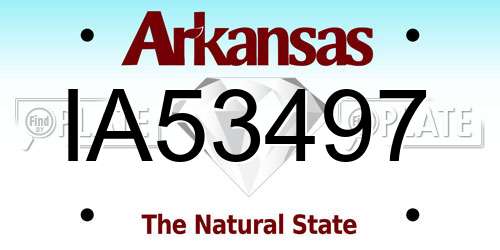 IA53497 Arkansas License Plate