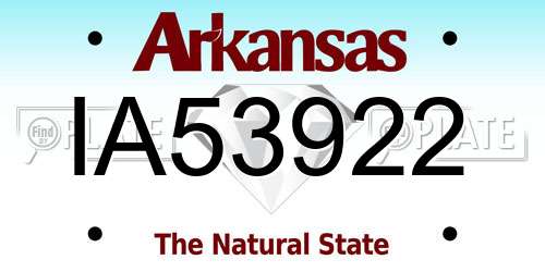 IA53922 Arkansas License Plate