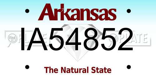 IA54852 Arkansas License Plate