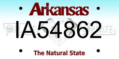 IA54862 Arkansas License Plate