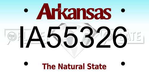 IA55326 Arkansas License Plate