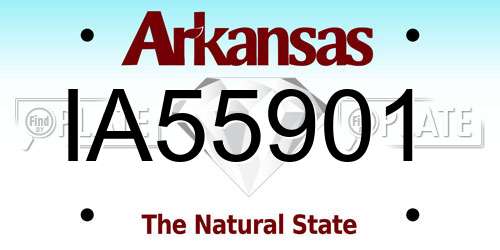 IA55901 Arkansas License Plate