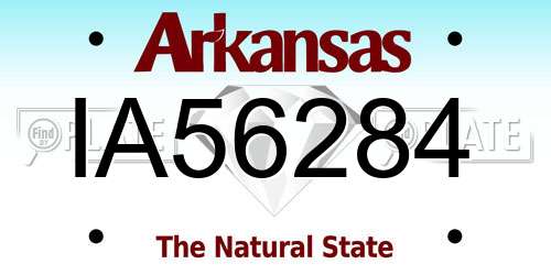 IA56284 Arkansas License Plate