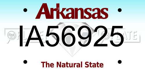 IA56925 Arkansas License Plate