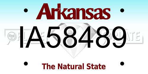 IA58489 Arkansas License Plate