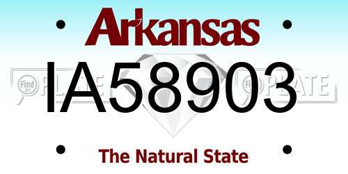 IA58903 Arkansas License Plate