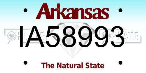 IA58993 Arkansas License Plate