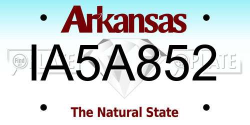 IA5A852 Arkansas License Plate
