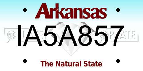 IA5A857 Arkansas License Plate