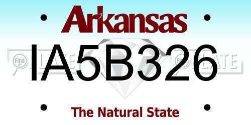IA5B326 Arkansas License Plate