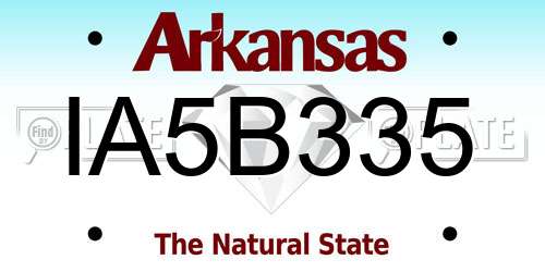 IA5B335 Arkansas License Plate
