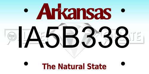IA5B338 Arkansas License Plate