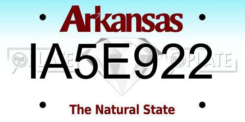 IA5E922 Arkansas License Plate