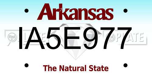 IA5E977 Arkansas License Plate