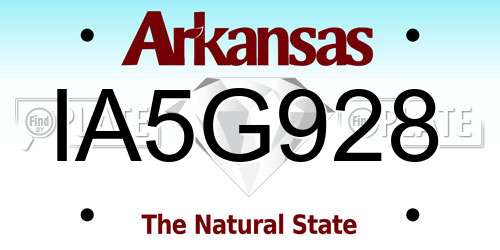 IA5G928 Arkansas License Plate