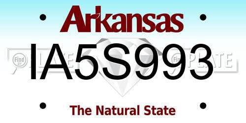 IA5S993 Arkansas License Plate