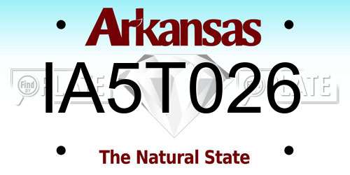IA5T026 Arkansas License Plate