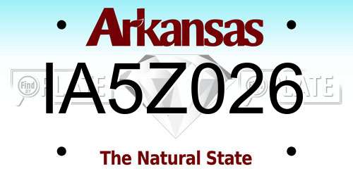 IA5Z026 Arkansas License Plate