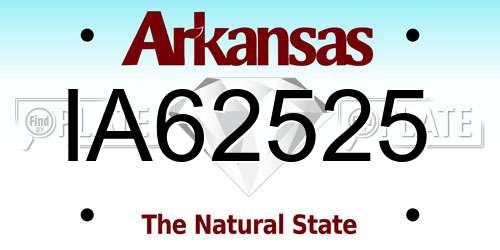 IA62525 Arkansas License Plate