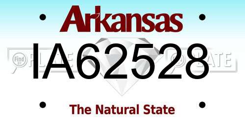 IA62528 Arkansas License Plate