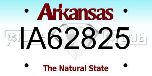 IA62825 Arkansas License Plate