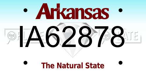 IA62878 Arkansas License Plate