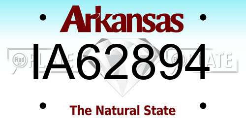 IA62894 Arkansas License Plate