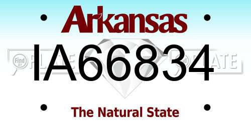 IA66834 Arkansas License Plate
