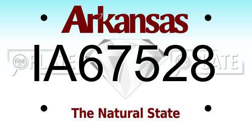 IA67528 Arkansas License Plate