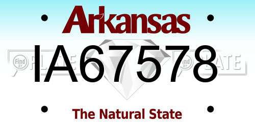 IA67578 Arkansas License Plate