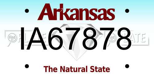 IA67878 Arkansas License Plate