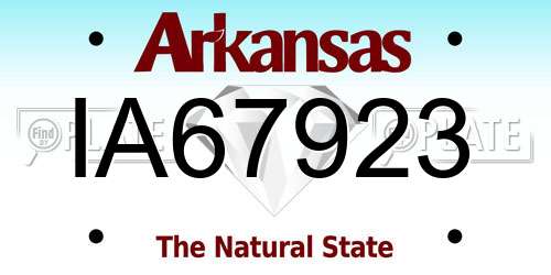 IA67923 Arkansas License Plate