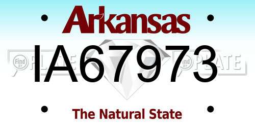 IA67973 Arkansas License Plate