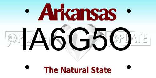 IA6G5O Arkansas License Plate