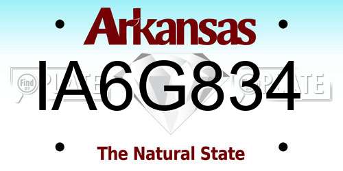 IA6G834 Arkansas License Plate