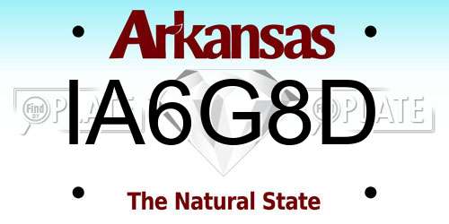IA6G8D Arkansas License Plate
