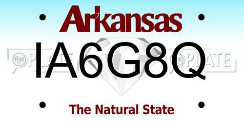 IA6G8Q Arkansas License Plate