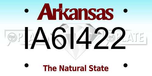 IA6I422 Arkansas License Plate