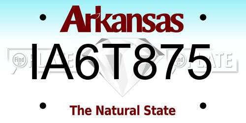 IA6T875 Arkansas License Plate