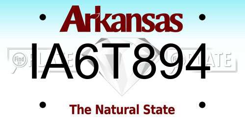 IA6T894 Arkansas License Plate