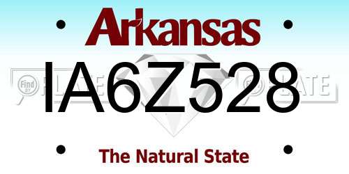 IA6Z528 Arkansas License Plate