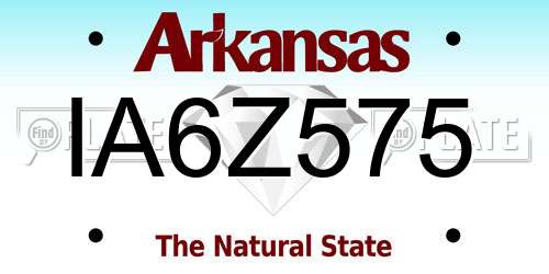 IA6Z575 Arkansas License Plate
