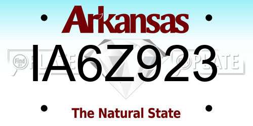 IA6Z923 Arkansas License Plate
