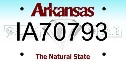IA70793 Arkansas License Plate