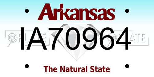 IA70964 Arkansas License Plate