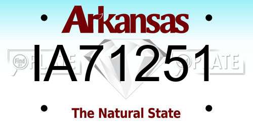 IA71251 Arkansas License Plate