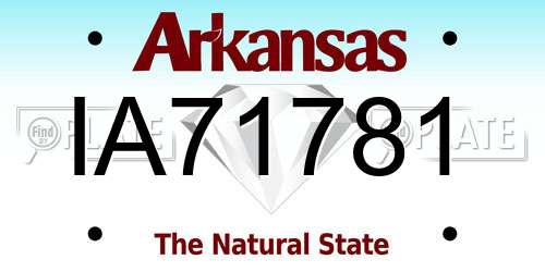 IA71781 Arkansas License Plate