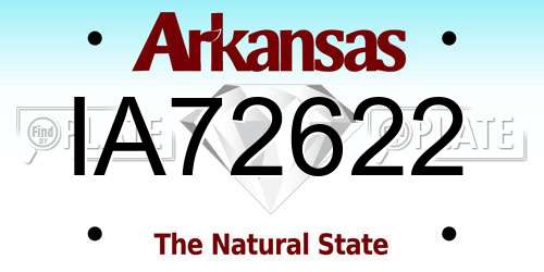 IA72622 Arkansas License Plate
