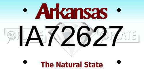 IA72627 Arkansas License Plate