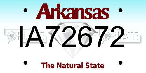 IA72672 Arkansas License Plate